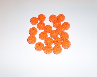 orange rhinestone beads, Halloween jewelry, Halloween beads, orange beads