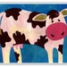 Cow art, Original, Farm animal nursery art, Brown and white cow art, Cow collage, Whimsical cow art, Kids farm art, Cow painting