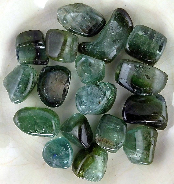 Green Tourmaline Tumbled Green Tourmaline by fallhillbeadandgem