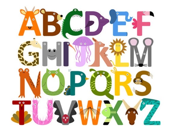 Animal Alphabet Art Print Children's Art for by GreenZebraGraphics