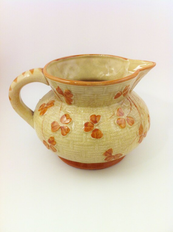 Japanese Majolica Pitcher Basketweave Majolica Pottery