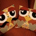 HIS n HERS OWL Pillows One of a Kind Handmade 14" x 14" Owl Throw Pillows