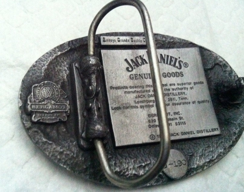 JACK DANIEL'S belt BUCKLE 1989 silver pewter Bergamot