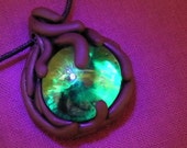 Fairy Drop Green Pendant Sparkly Fantasy Bohemian Necklace Blacklight Reactive Psy Hippie Tribal Jewellery Free Shipping
