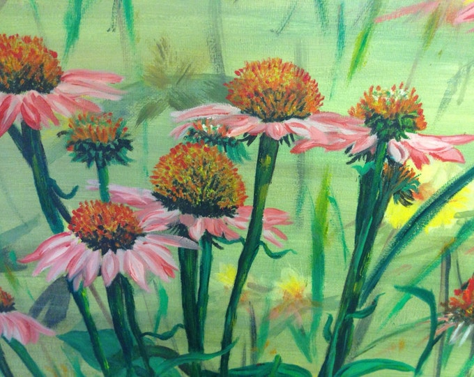 Field of Coneflowers - Background painted in Acrylics, Foreground in Oils