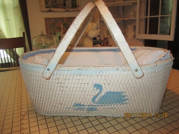 antique wicker doll bassinet