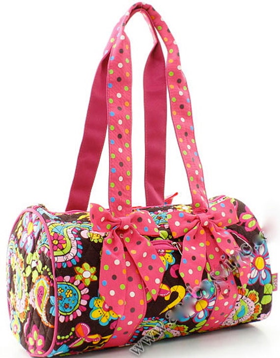 Quilted Paisley Flower Duffel Bag 14 inch PINK for Dance