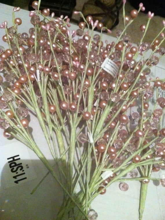 Pearl Bead Picks and Crystal Decor sticks floral