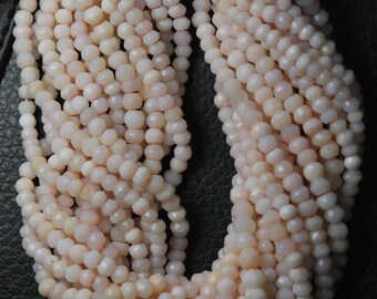 Full 14 inch Strand of Machine Cut Quality PINK OPAL Micro Faceted Rondells