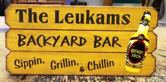 Personalized Backyard Bar Sign by SleepysSignShop on Etsy