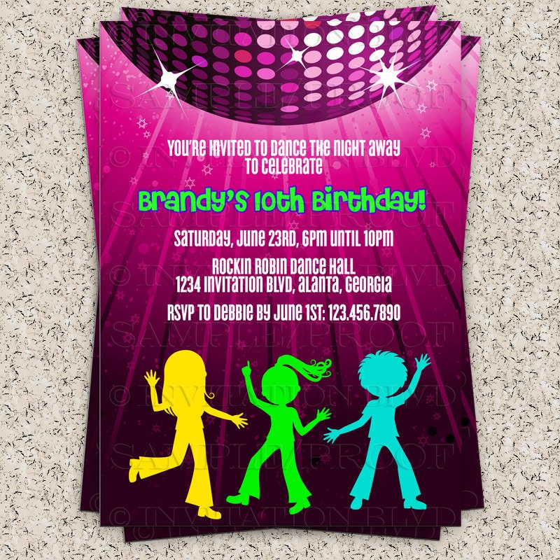 Childrens Disco Party Invitations 6