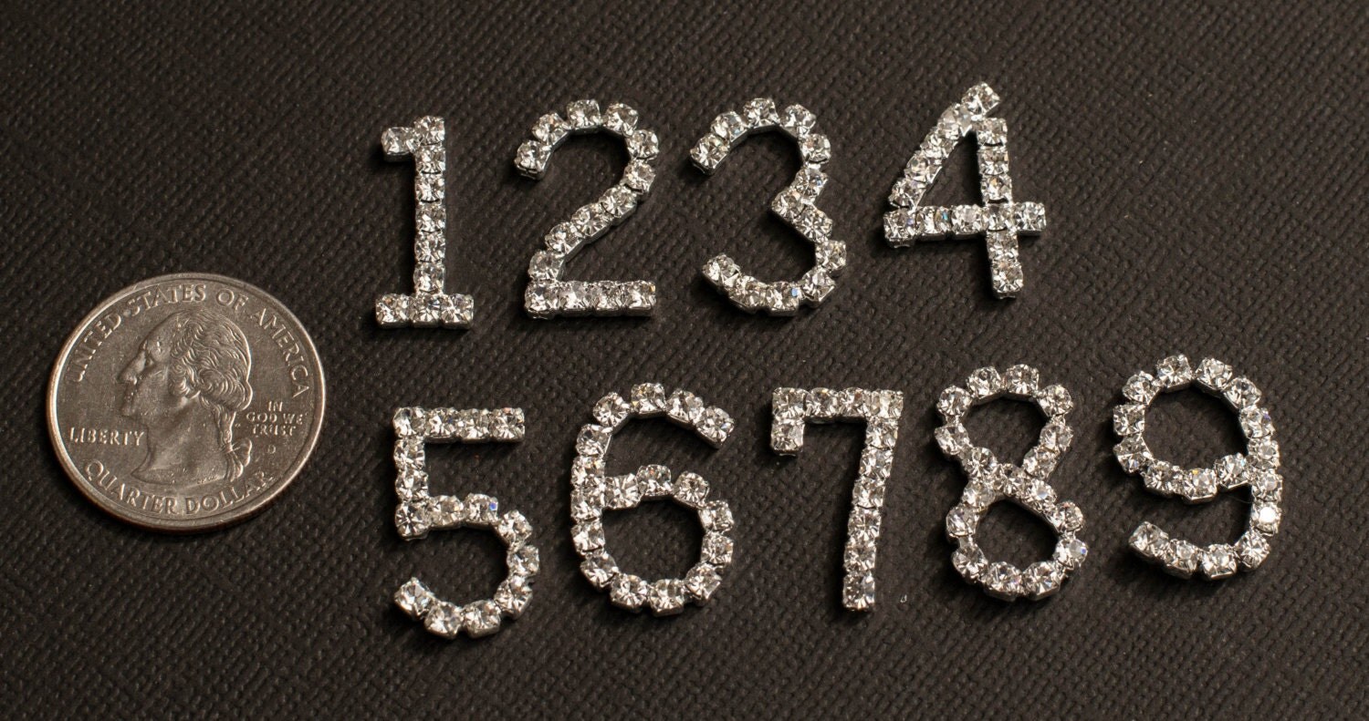 Metal Rhinestone Number embellishment button set by ScarlettGene