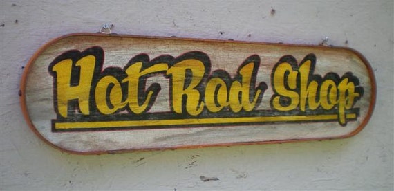 Hot Rod Shop Sign by RetroRoadVintageSign on Etsy