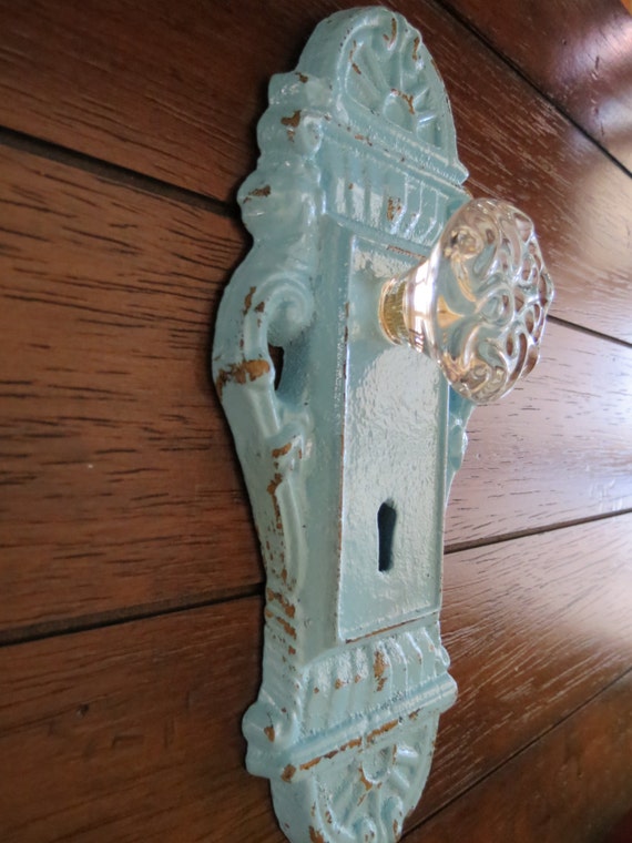 How To Change A Door Knob >> Wall Hook/ Shabby Chic Hook/ Door Knob Decor/ Aqua Blue/ Cast How To Change A Door Knob >> Wall Hook/ Shabby Chic Hook/ Door Knob Decor/ Aqua Blue/ Cast