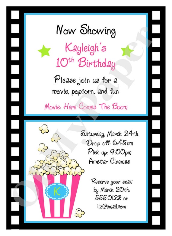 Movie Party Invitations by OhMyPaperLLC on Etsy