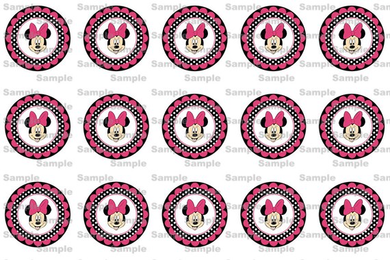 Minnie Mouse Themed -- 1 inch circle 4x6 Digital Bottle Cap Collage -- INSTANT DOWNLOAD by Gloria's Digi Cards on Etsy Il_570xn