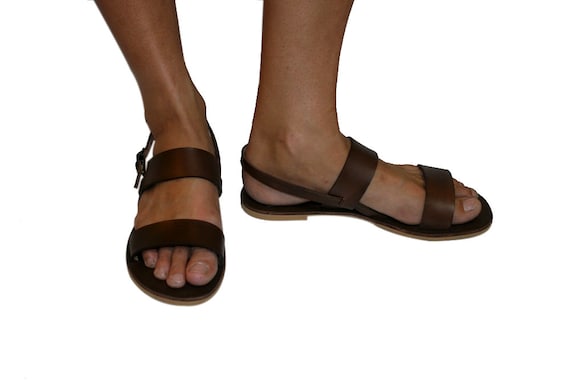 Brown Classic Leather Sandals for Women & Men Handmade