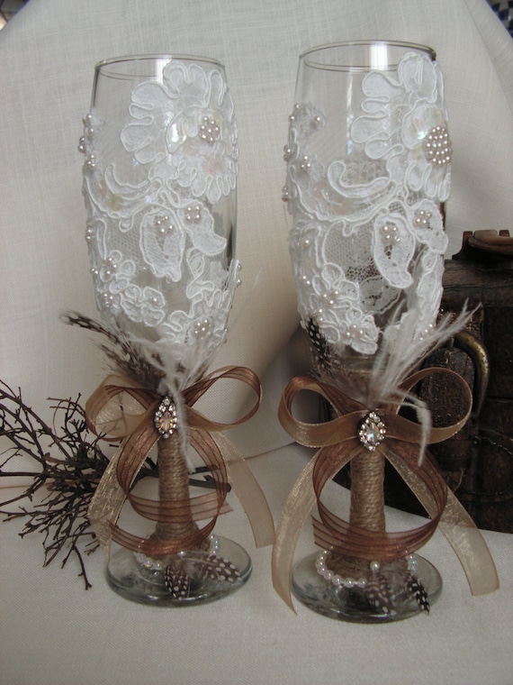 Rustic Wedding Champagne Glasses 5