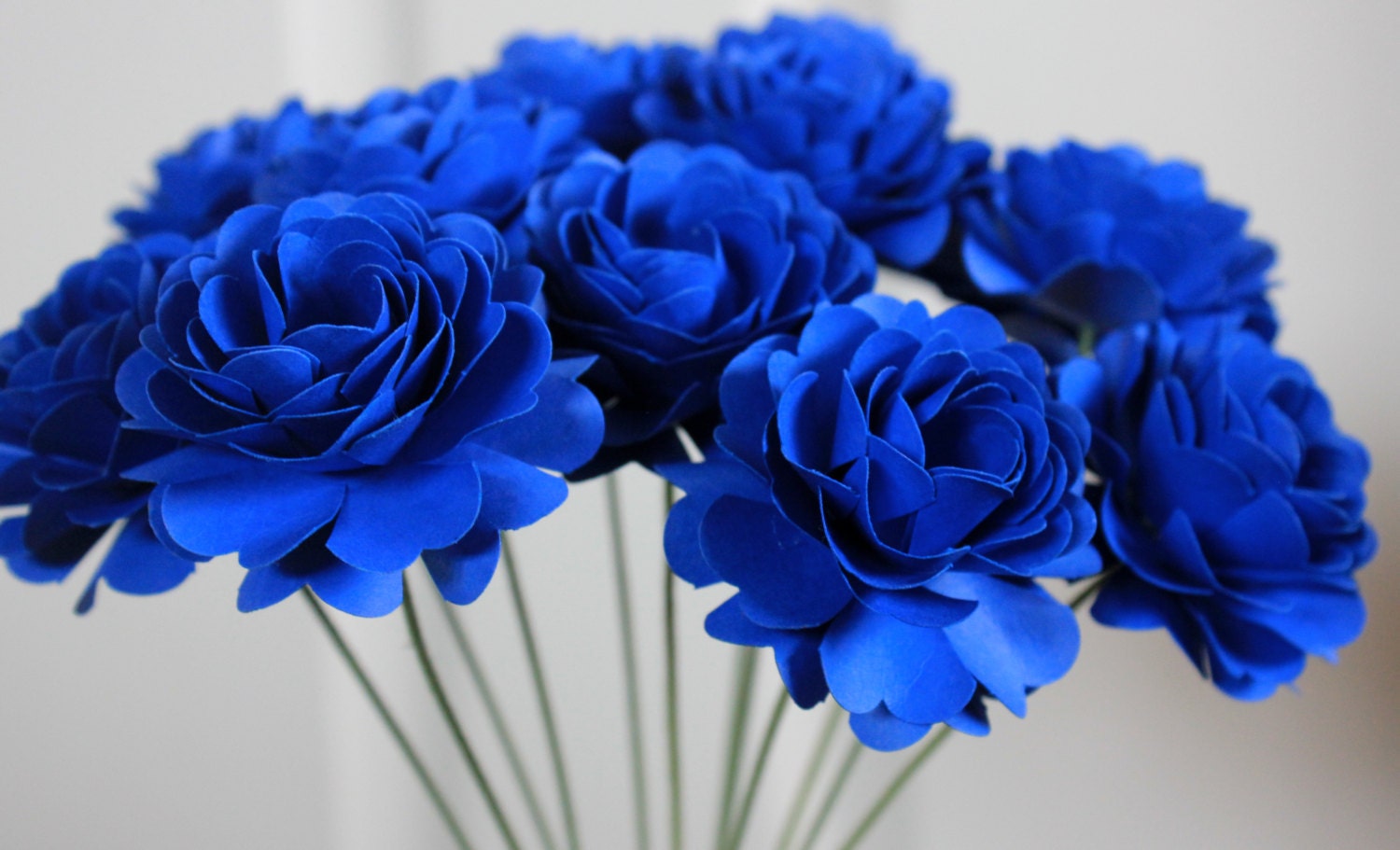 Cobalt Blue Paper Dahlia Flowers Made to by BloomingBridges