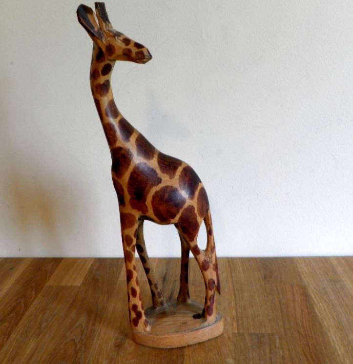 Giraffe Figurine Hand Carved Wood Giraffe