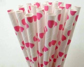 Pink Heart Paper Straws, 50 PINK Paper Straws, Pink HEART Paper Straws,Valentine's Day Party,Pink Weddings,Pink Bridal Party Il_170x135