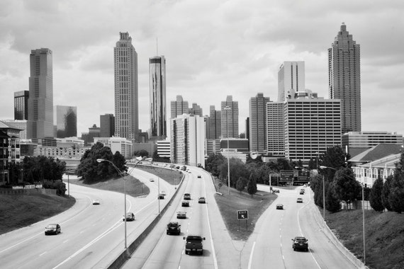 Items similar to Atlanta Skyline--8x12 black and white photo on Etsy