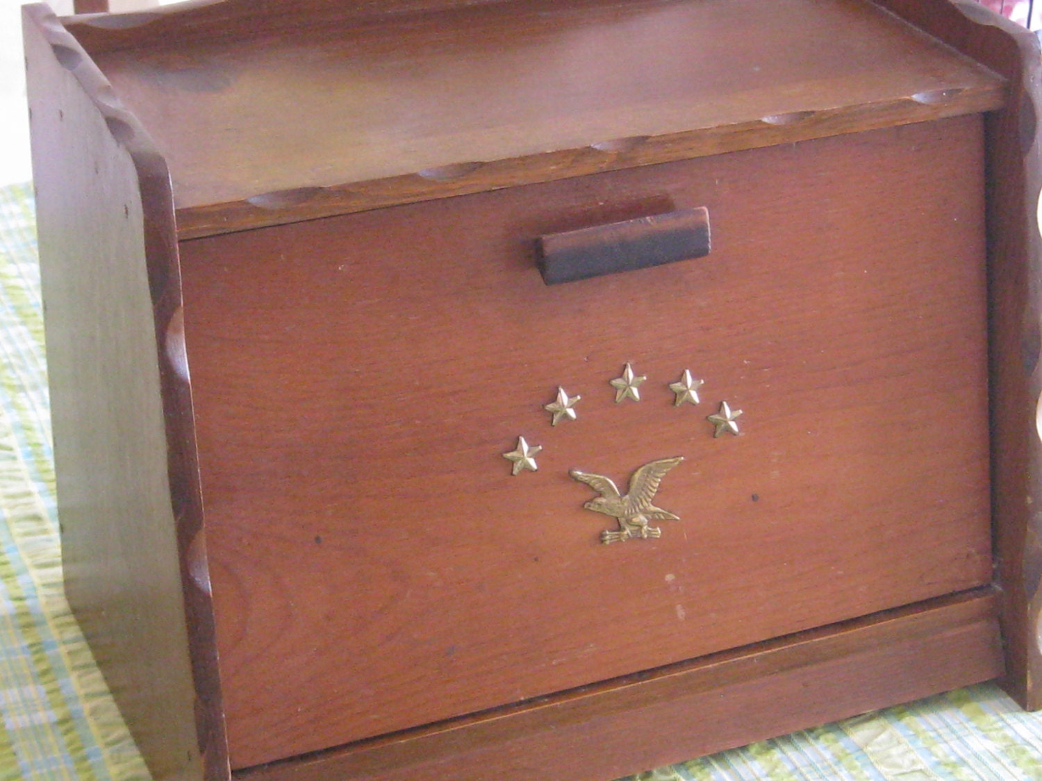 Large Vintage Wood Bread Box Patriotic Eagle by MyHillsideHome