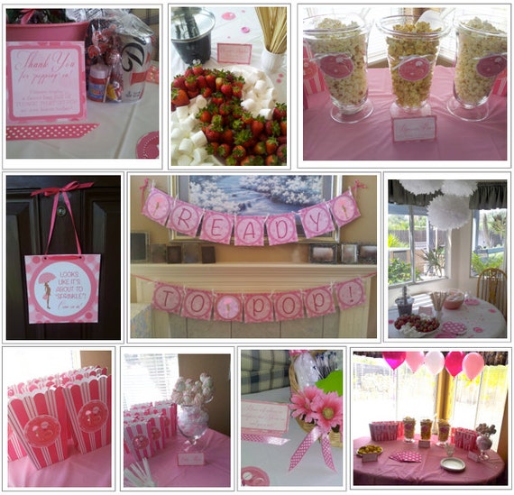 Ready to Pop Baby Shower Printable PINK Matching Personalized Baby/Mommy Name Banner PDF Il_570xn