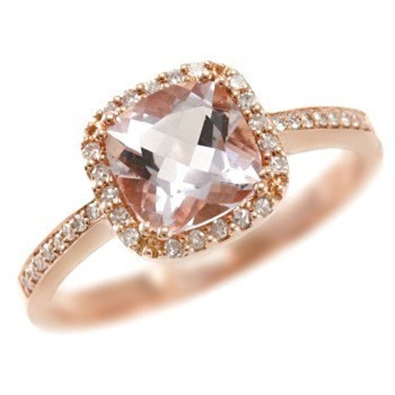 Halo Cushion Cut Pink Amethyst Pink Diamond Fashion Rings Halo Cushion Cut Pink Amethyst