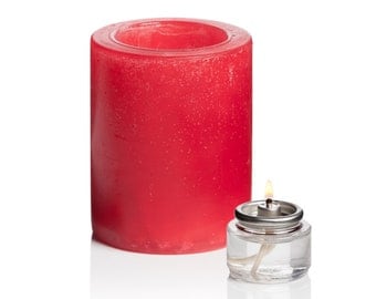 Luminary Candle in Red, 3" x 3"