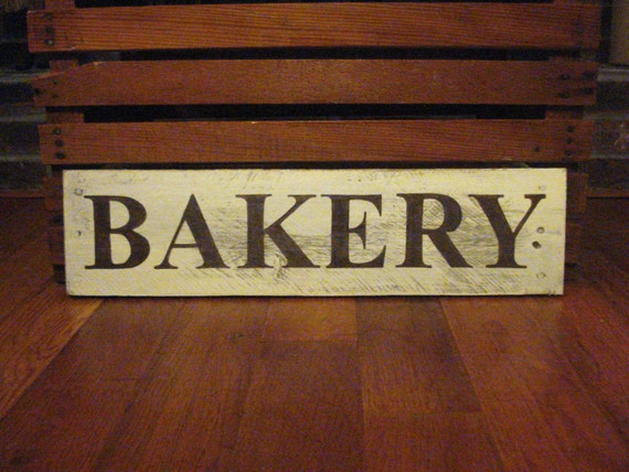 Bakery rustic sign handpainted in chocolate brown on a cream