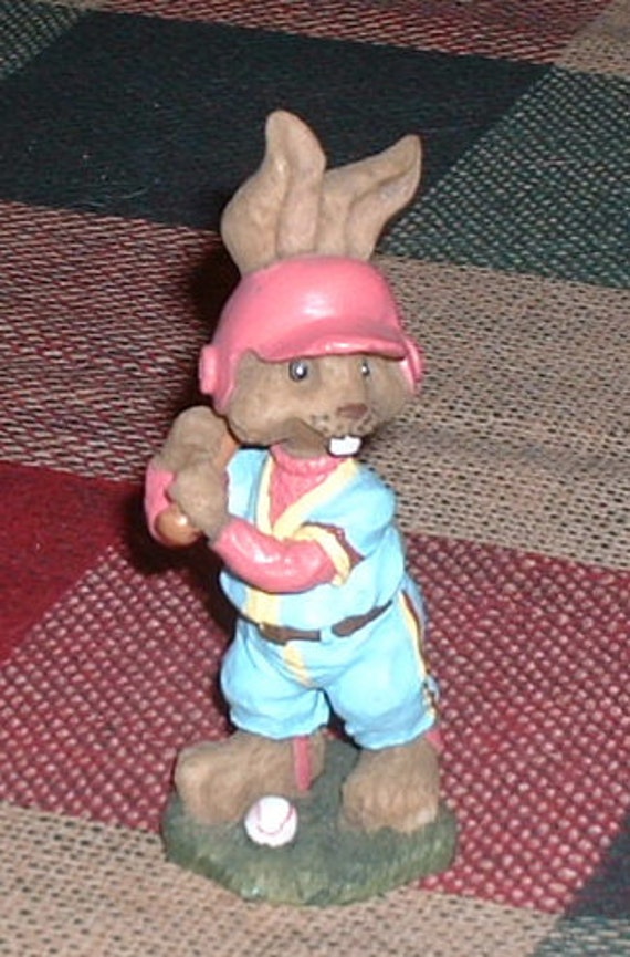 Items similar to Easter Bunny Rabbit Baseball Player Figurine Easter
