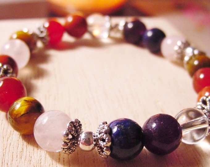 7 Chakra Bracelet, Gemstones, Balance, Harmonize Energy Meridians, Reiki Jewelry, Yoga Jewelry, Gift Idea,