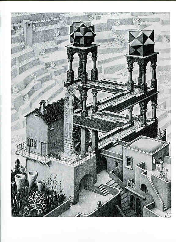 M C Escher Waterfall 1981 Vintage / Antique Art Print