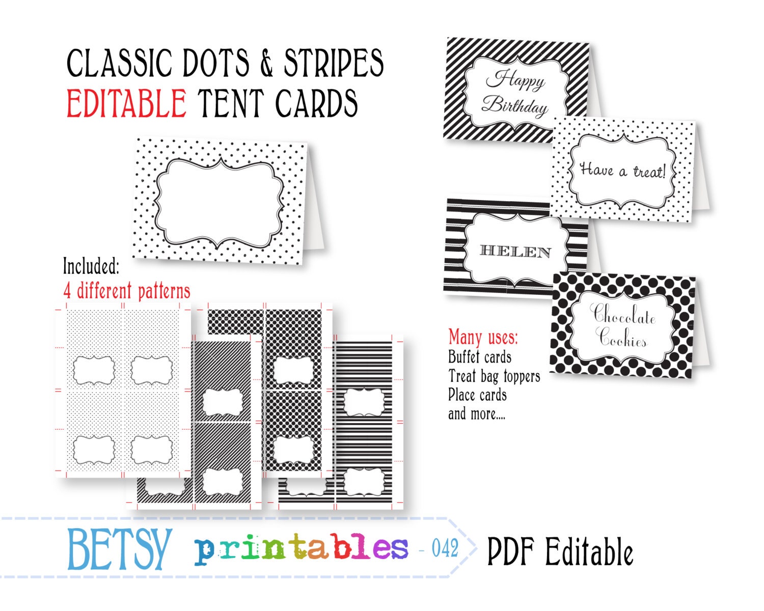 Editable Buffet Card Printable Tent Card Editable Place