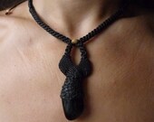 BLACK FISH TURMALINA negra necklace //// working artists team, tribal, ethnic, artwork, handmade, handcraft, gemstone, macramé