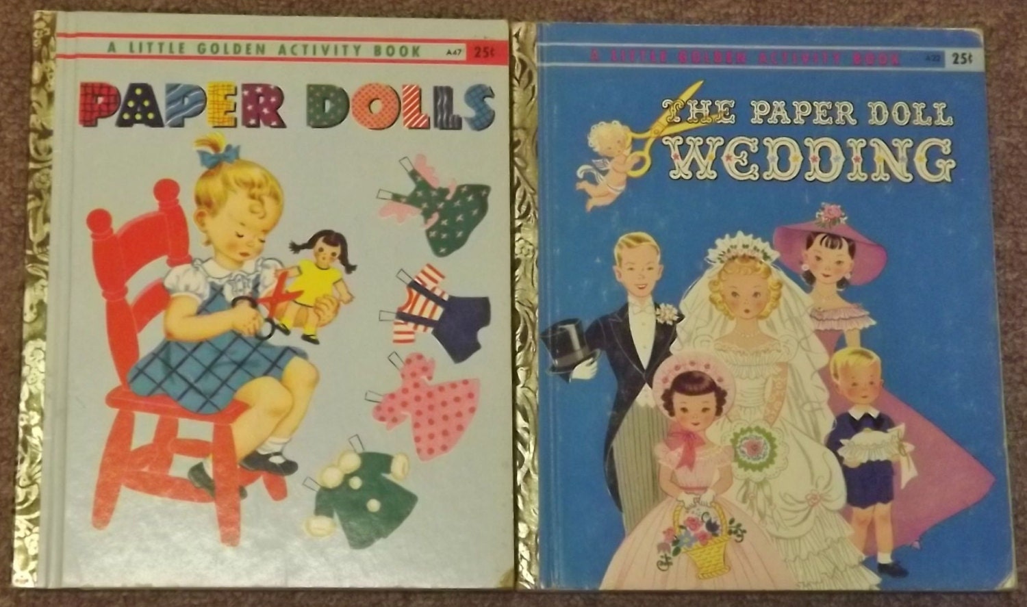 2 Little Golden Books The Paper Doll Wedding and Paper Dolls