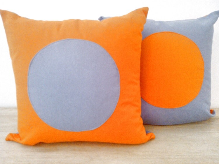 Orange and Grey Throw Pillow Cover Geometric by CushionsandMore