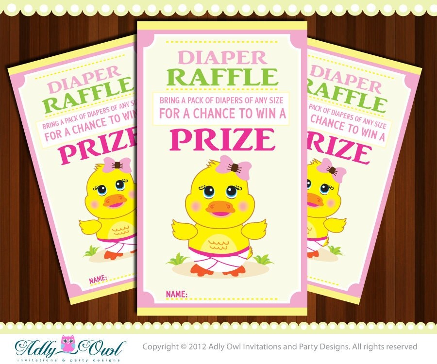 Diaper Raffle Rubber Duck Boy Baby Shower Tickets Printables