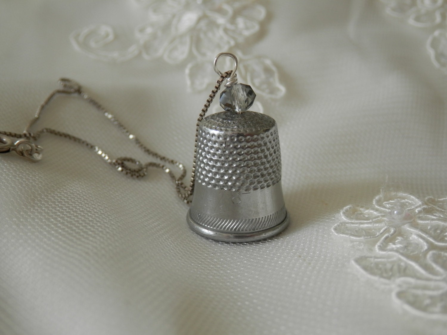Thimble Necklace Sterling Silver Necklace Vintage