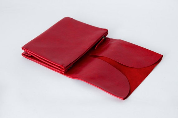 origami wallet Small mature red leather
