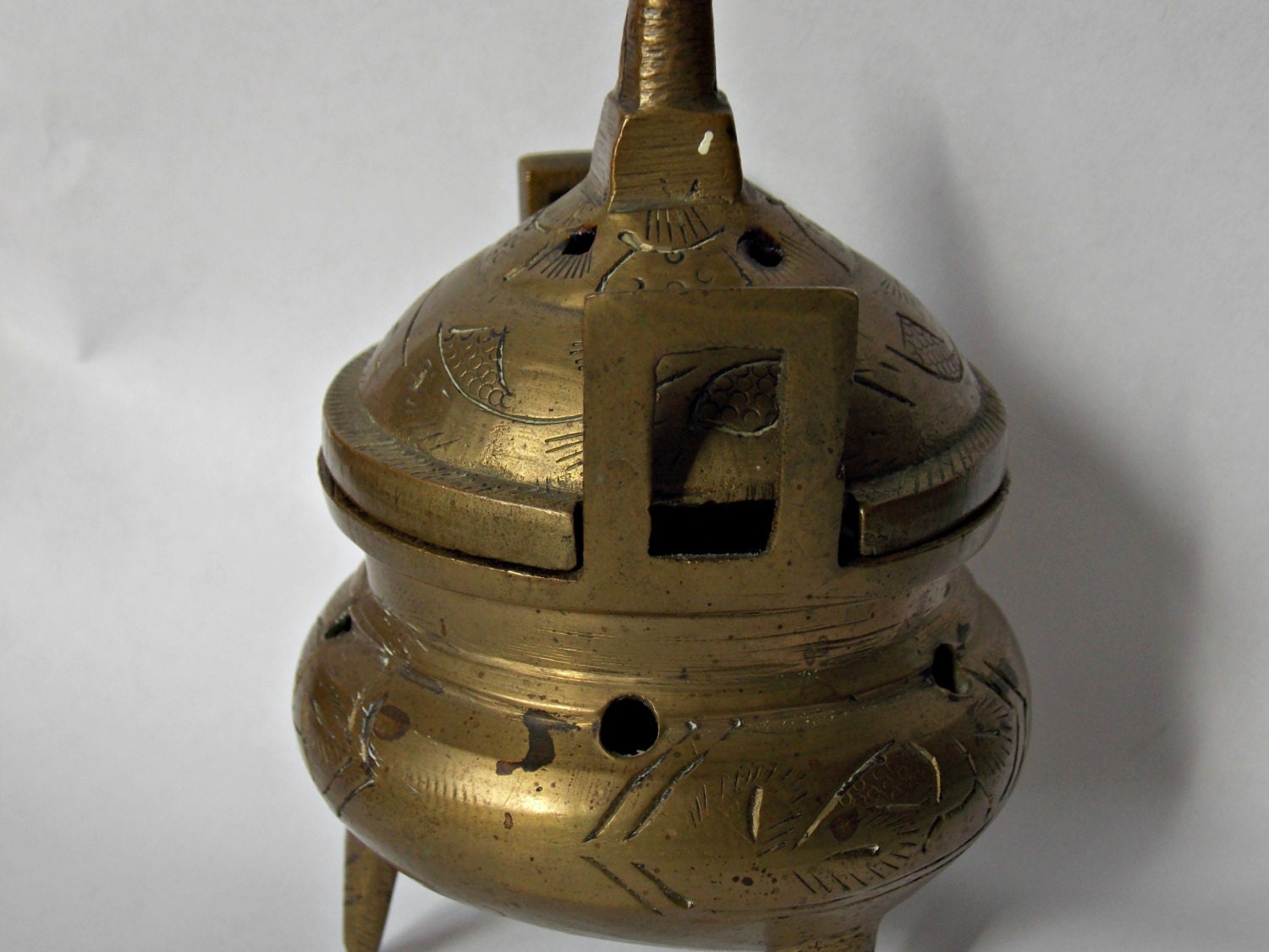 Vintage Chinese Brass Incense Burner by Ghostsofthepast on Etsy