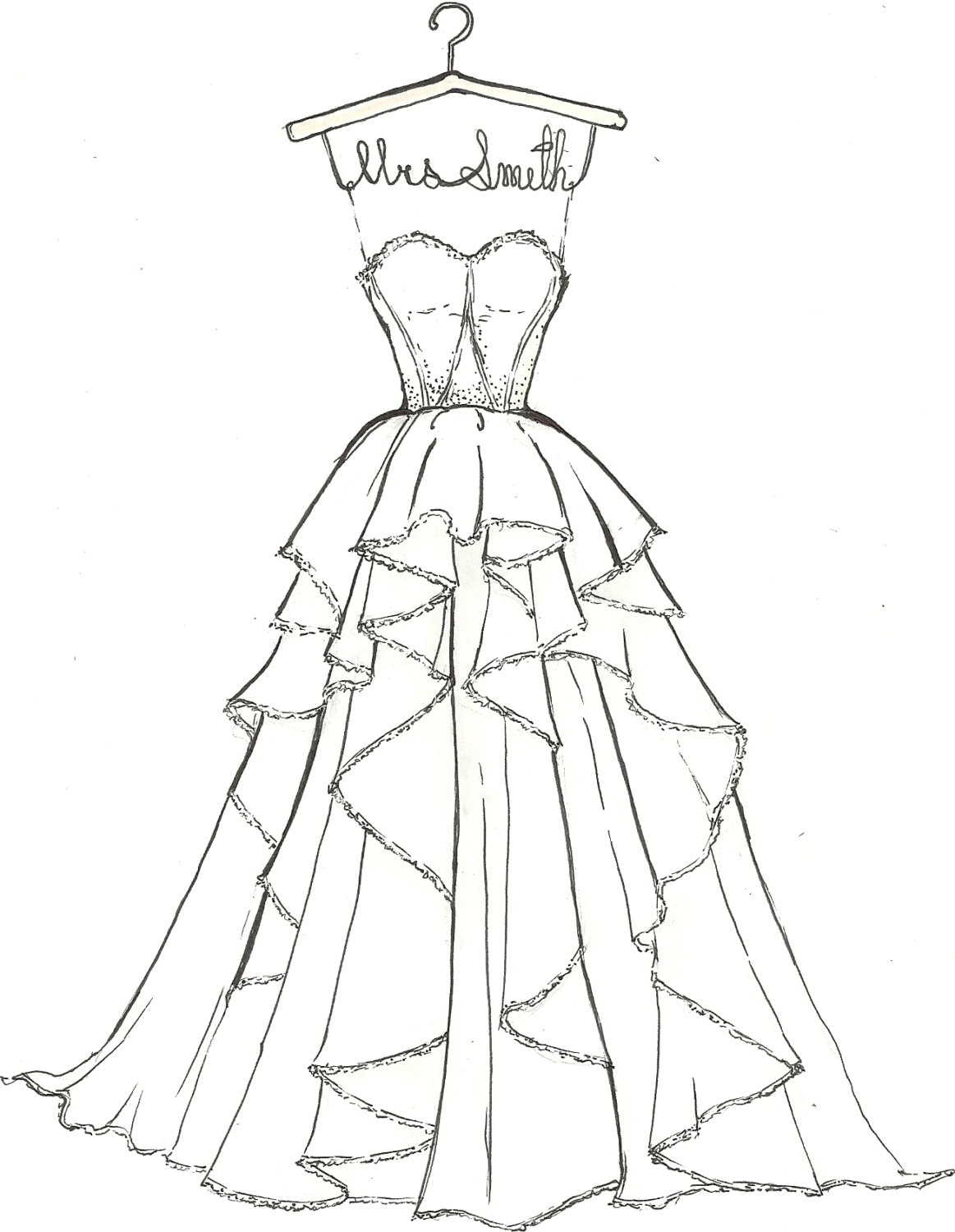 Prom Dress Drawing Coloring Pages