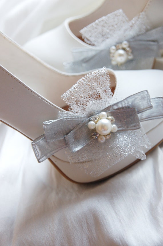 Charlotte Lace & Ribbon Shoe Clips / Hair by xLovelyPrettyThingsx