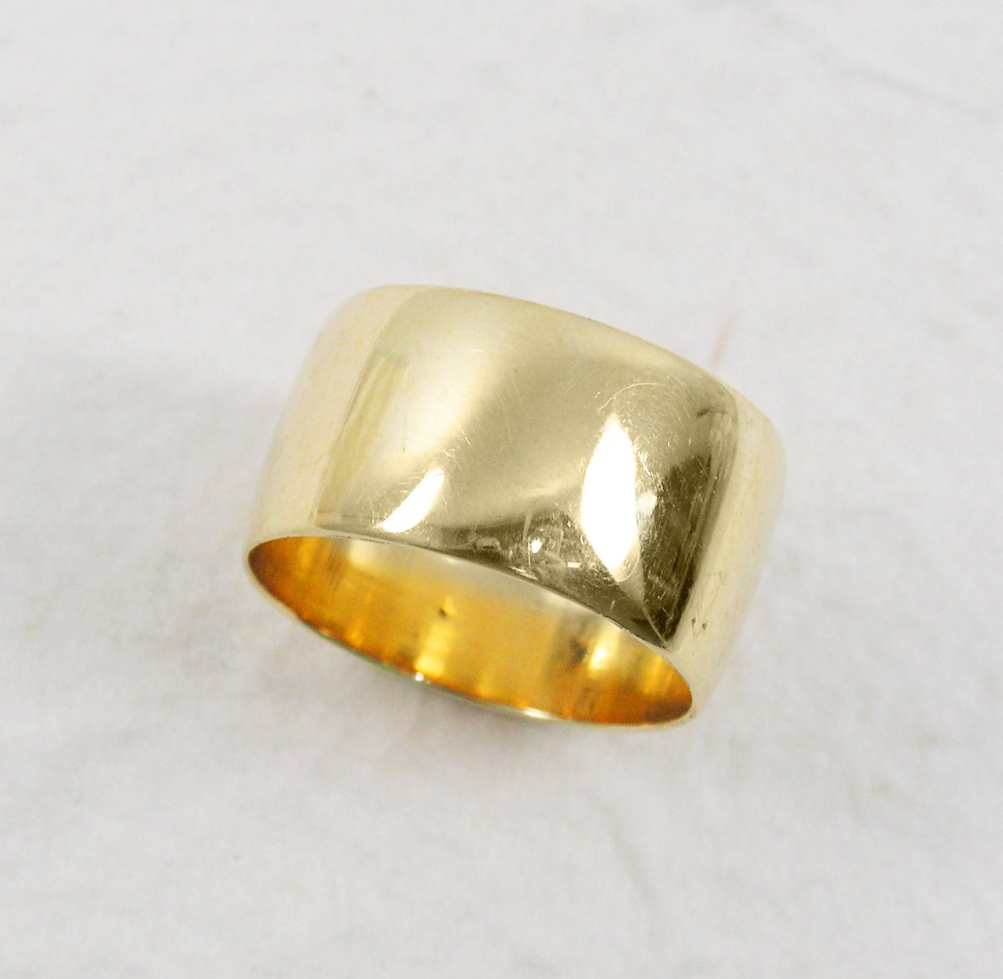 Gold wide wedding band. 14k yellow gold. Gold by WeddingRings585