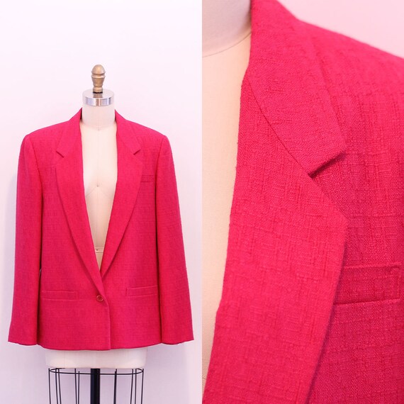 Items similar to 1980s Hot Pink Blazer / Fuchsia Jacket / Bright Pink ...