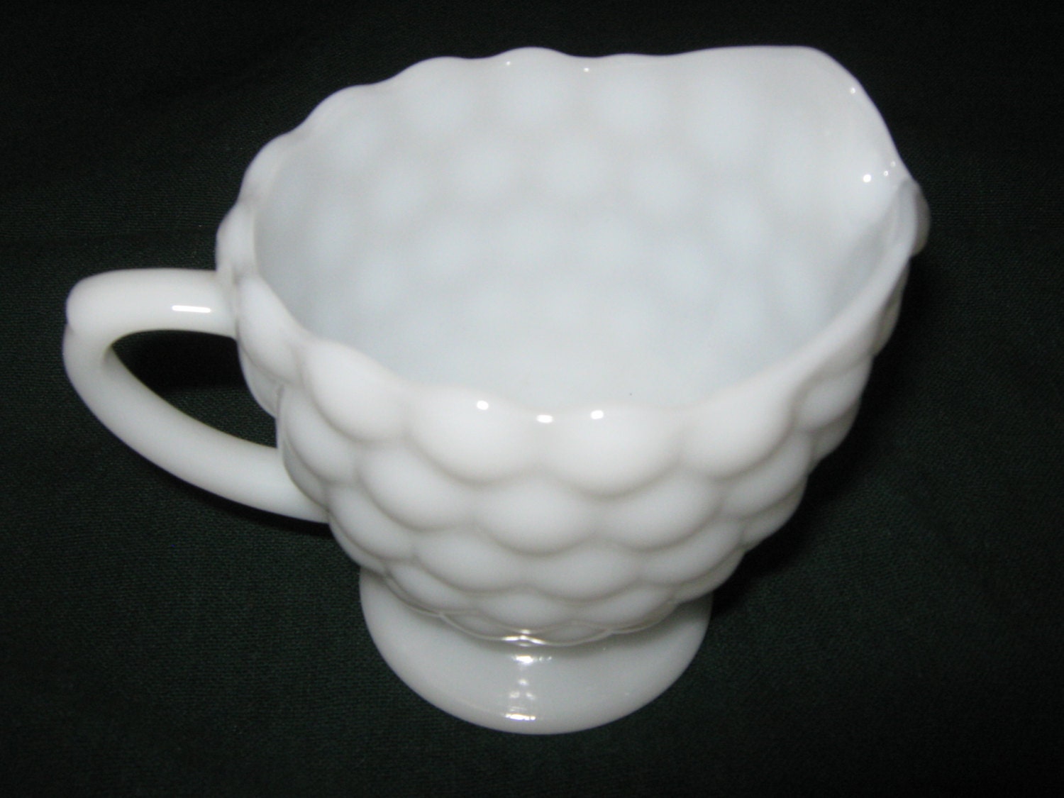 White Glass Hobnail Creamer Haute Juice