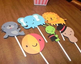 Circus Cupcake Toppers - Set of 12 - Circus Birthday Party