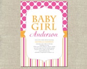 Pink And Orange Baby Shower Invitations 6