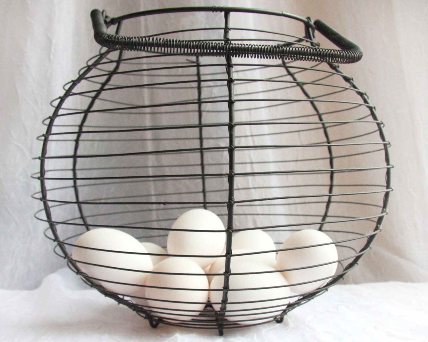 Wire Egg Basket Antique French Kitchen Decor in Perfect